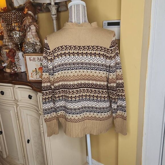 Vintage Architect brown and tan ruffle wool blend cardigan women's size M - Picture 4 of 5